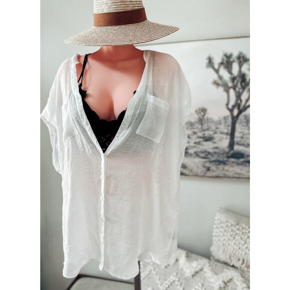Torrid Whispers in the Dunes gauzy button front beachy poolside layering shirt - Picture 3 of 4